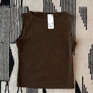 Uniqlo Brown Textured Sleeveless Top